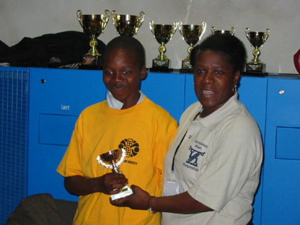 Player receiving prize