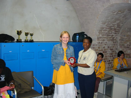 Competitor receiving her prize