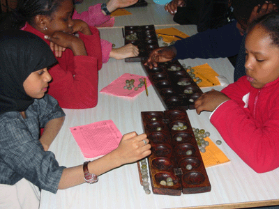 Pupils from various Primary Schools facing each other in tense competition