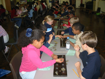 Junior players having a game