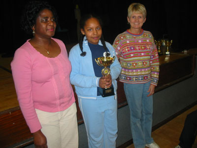 Courtney Caton receiving her prize for being the 2004 Primary division Champion