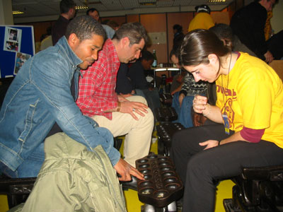 Past Champion Danildo de Cunha having a game with Cecile Pirat