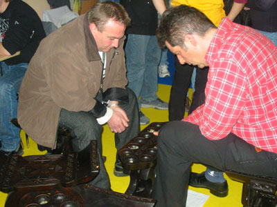 Pascal & Jean having a game on Stools.