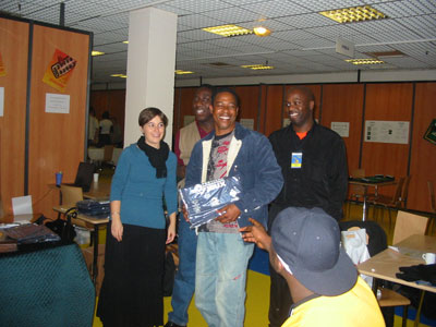 Fernando Tavares of Cape Verde runner upcollecting his prize.