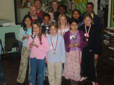 British School in the Netherlands teams pose with teachers & parents.