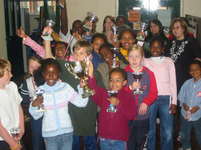 Jubilant Gayhurst teams pose for a group picture.