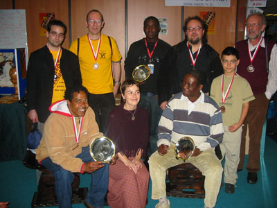 Players with Eurielle Desavy of S.E.M.E.C organisers of the Festival de Jeux